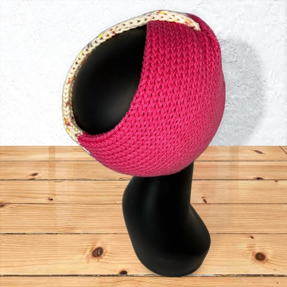 Handmade Knit Twist Ear Warmers Handcrafted Headband Hot Rose & Drizzle Me This - Picture 5 of 9